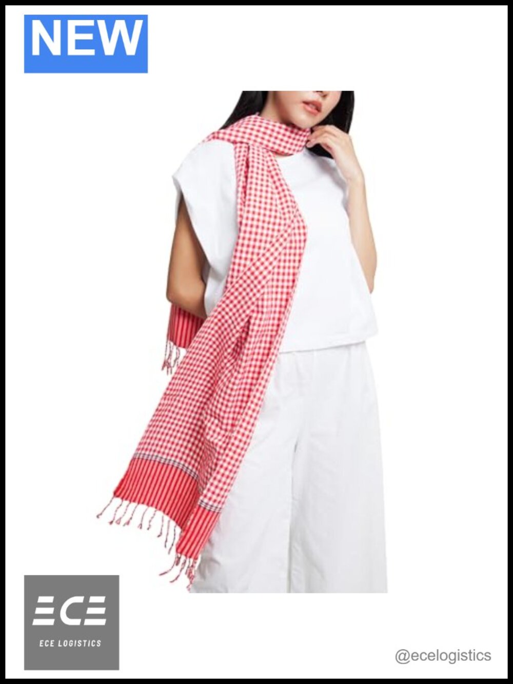 100% Cotton Plaid Scarf Handmade Breathable Skin-Friendly All Seasons 15 x 66